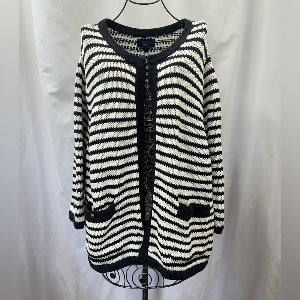 Lands End Drifter striped cardigan size 2X